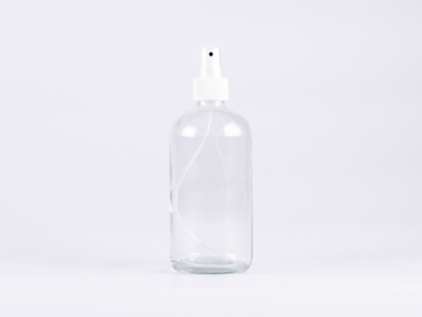 Klarglasflasche 500ml, mit Zerstäuber Weiss